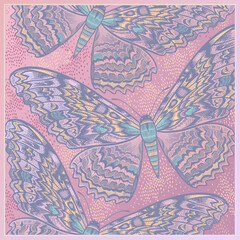 Beautiful flying butterflies. Summer abstract pattern.