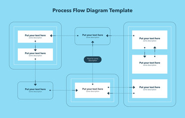 Simple modern template for process flow diagram - blue version. Simple flat template for data visualization.