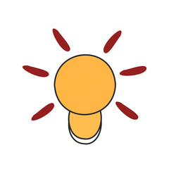 Light bulb icon in cartoon flat style