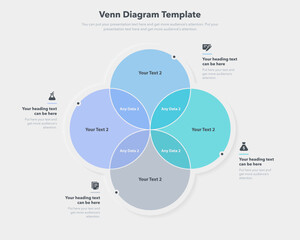Venn diagram template with four ways and place for your content. Flat infographic design.