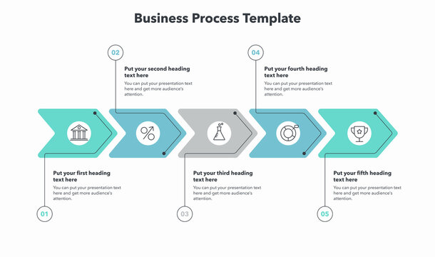 Simple business process template with five colorful stages. Slide for business presentation.