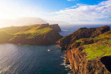 Fototapeta na wymiar Aerial view of the Ponta de Sao Lourenco peninsula, Madeira, Portugal
