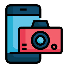 camera photo image mobile filled filled outline icon