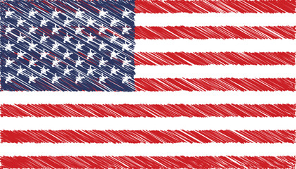 Fototapeta premium Close up United States national flag with scribble effect vector illustration