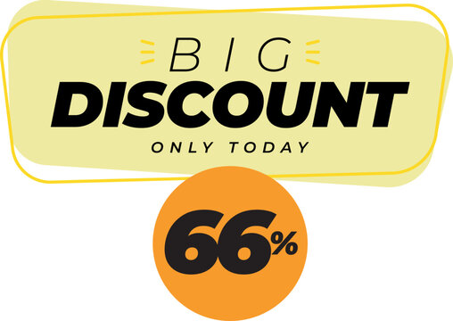 Sixty six 66 percent big discount sale banner label yellow