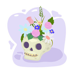 skull and flower. Halloween illustration