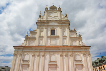 Fototapeta premium Facade of a famous church in historic city Zamosc, Poland