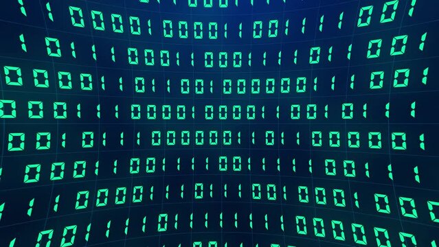 Binary Code Random Number Grid Technology.Changing program code from zero and one. Binary Code Number Random Digital Technology Background. Analytics Source Code Program Technology Screen.
