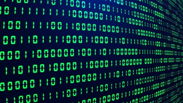 Binary Code Random Number Grid Technology Background..Digital flow. Dynamic pattern with power rays and light.Data transferring. Information concept. 