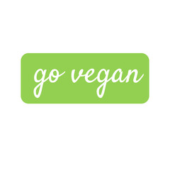 Go vegan icon isolated on white background. Ecology icon. Go vegan in light green rectangle