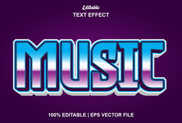 music text effect with 3d style and editable