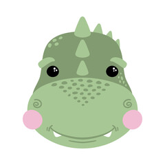 Cute little dinosaur. Vector illustration, isolated on a white background. Scandinavian cartoon style flat design. Concept for children print.