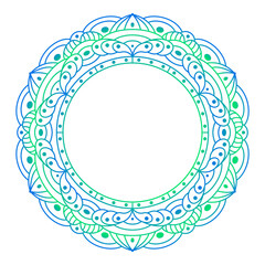 Circle frame in form of mandala. Pattern for Henna Mehndi or tattoo decoration. Decorative ornament in ethnic oriental style, vector illustration.