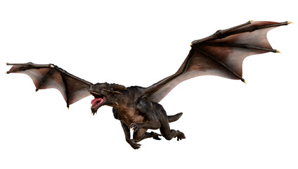 3D Rendering Fairy Tale Dragon on White