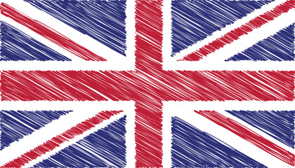 Close up United Kingdom national flag with scribble effect vector illustration - obrazy, fototapety, plakaty