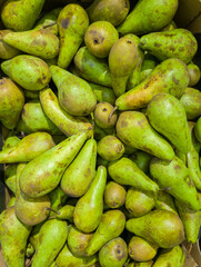 Fruits in a street market - pears.