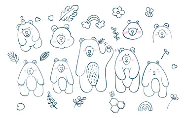 bear family doodle.