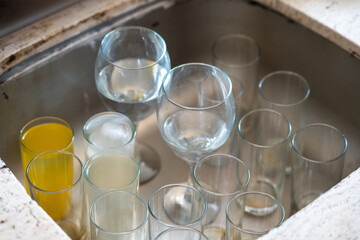 Dirty Glass of Dishes in the Sink