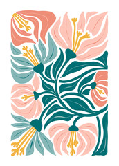 Floral abstract elements. Botanical composition. Modern trendy Matisse minimal style. Floral poster, invite. Vector arrangements for greeting card or invitation design © KozyPlace