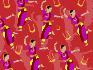 art illustration abstract background seamless pattern icon symbol traditional culture asian of indian female dancer