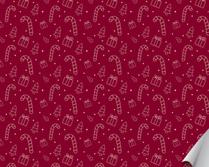Christmas Seamless pattern on red background.