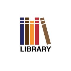illustration of an background with books. books deign logo library.