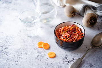 Carrot beet apple salad in a bowl