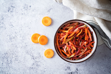 Carrot beet apple salad in a bowl