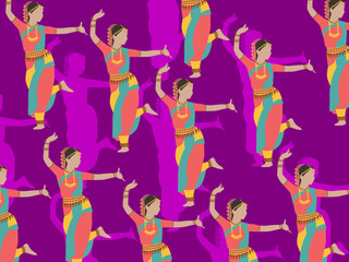 art illustration abstract background seamless pattern icon symbol traditional culture asian of indian female dancer
