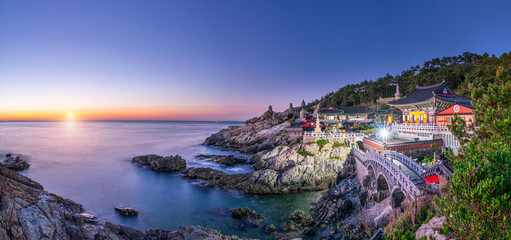 Panorama view of Haedong Yonggungsa Temple in Busan city South Korea,The place to watch the sun rise in Korea South  - obrazy, fototapety, plakaty