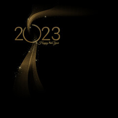 happy new year 2023 greeting template with golden color for social media, card, etc.