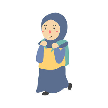 muslim kids back to school illustration