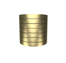 minimal 3d Illustration Golden coin stack. stack like income graph concept.