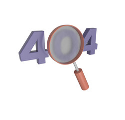 minimal 3d Illustration 404 error page not found System updates, system maintenance. magnifier glass.
