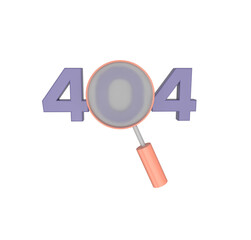 minimal 3d Illustration 404 error page not found System updates, system maintenance. magnifier glass.