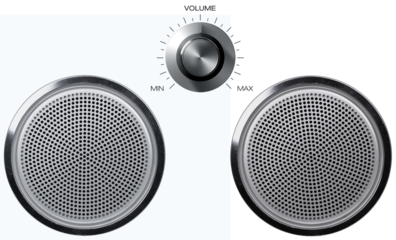 Realistic metal loudspeakers with volume knob isolated