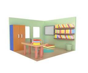 minimal 3d Illustration Living room interior design concept 3d render.