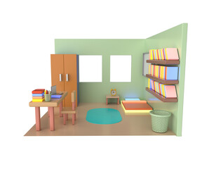 minimal 3d Illustration Living room interior design concept 3d render.