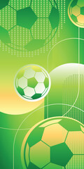 Sporty bright background with soccer balls and gradient colors. Vector illustration