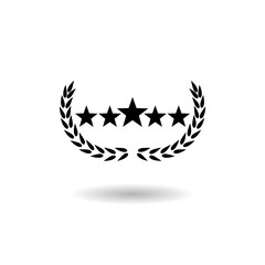 Laurel five stars logo icon with shadow