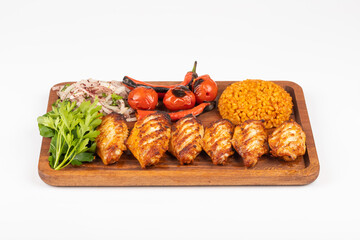 delicious turkish kebabs, adana wrap, chicken shish, chicken wings, liver shish, eggplant kebab and mixed grill