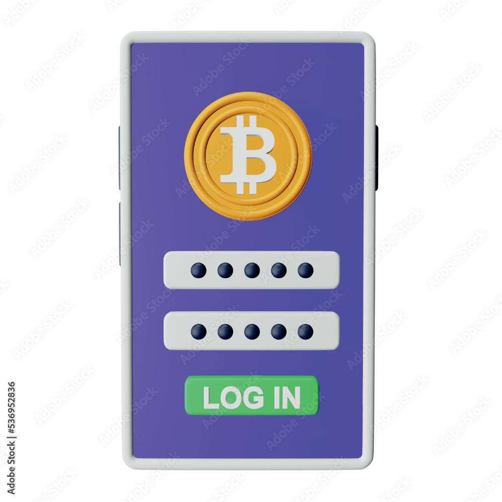 Aufkleber bitcoin account 3d rendering isometric icon.