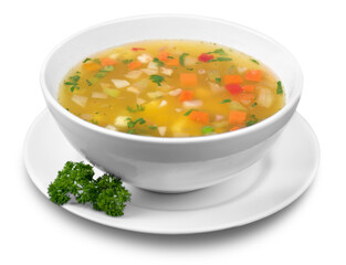 Vegetable soup isolated on a white background - Powered by Adobe