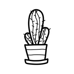 Art illustration icon logo colorful symbol design of sketch draw cactus pot 