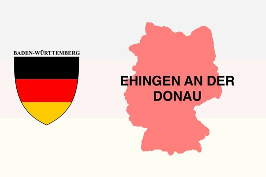 Ehingen an der Donau: Illustration mit dem Ortsnamen der deutschen Stadt Ehingen an der Donau im Bundesland Baden-W&uuml;rttemberg
