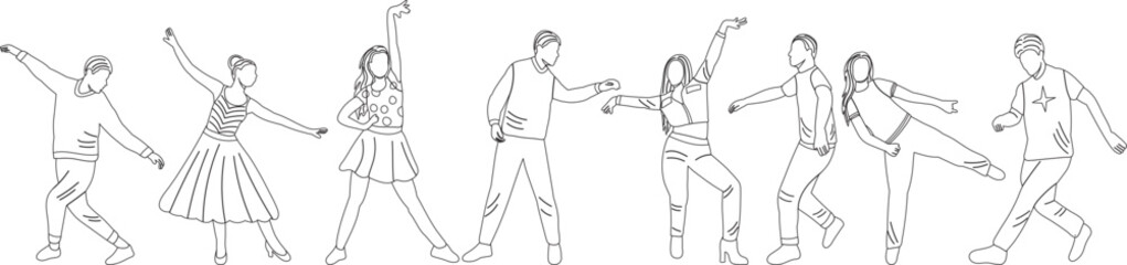 dancing people sketch ,outline icon isolated vector