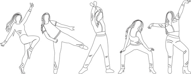 Fototapeta na wymiar dancing people sketch ,outline icon isolated