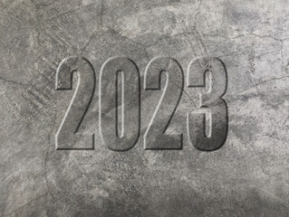 2023 numbers on stone slabs, new year concept