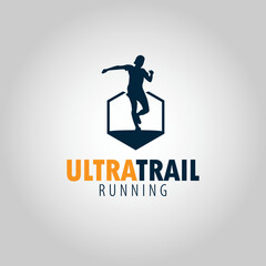Fototapeta na wymiar Ultra Trail running logo vector illustration on white background