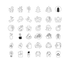 A set of icons "Save the ecology of the earth". A set of icons in a minimalist style. Simple symbols